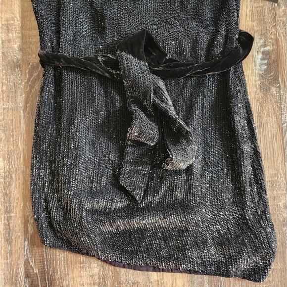 Retrofete Ella Sequin Dress Black One Shoulder Size XL NWT Sleeveless Mini - Picture 5 of 12